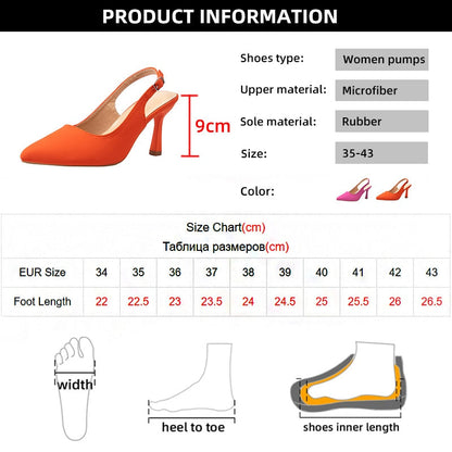 Womens High Heels Slingback Pumps Sexy Pointed Toe Stiletto Heel Sandals Women Summer Buckle Prom Dress Shoes Plus Size 43