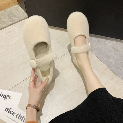 Autumn Plush Casual Shoes Girl's Ballet Flats Fashion Concise Style Velvet Shallow Elegant All-match Women Loafers