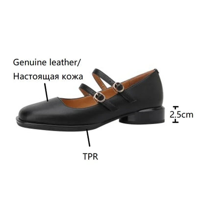 Futurecen HOT SALE Spring Fashion Women Shoes Round Toe Chunky Heel Shoes Women Cow Leather Low Heel Women Pumps Solid Retro Mary Janes