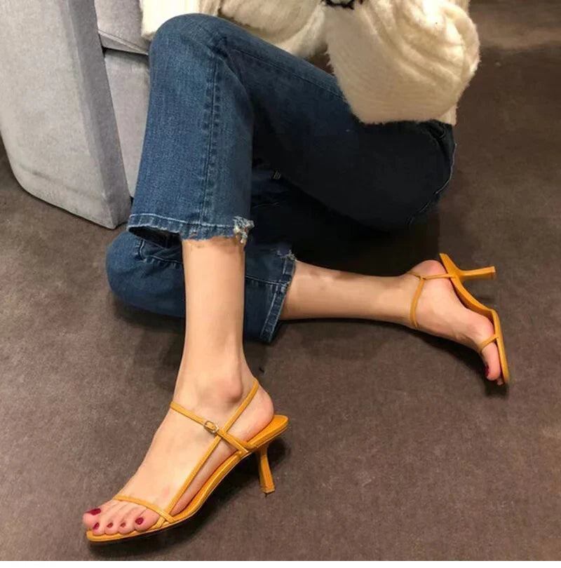 Futurecen 2024 New Summer Ladies Sandals Shoes Fashion Party Dress Ankle Strap Open Toe Thin Heels Women  Female  Pumps