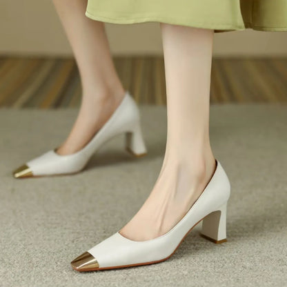 Shoes for Women  Pumps Ladies Summer Footwear High Heels Square Toe Evening Formal on Heeled Fashion White Beau Today Trend