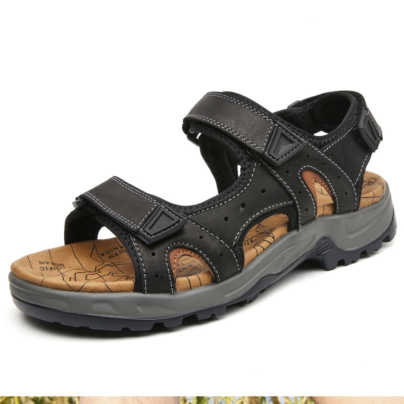 New Fashion Summer Leisure Men Shoes Beach Sandals High Quality Genuine Leather Sandals Soft Large Size Men's Sandals Size 38-48