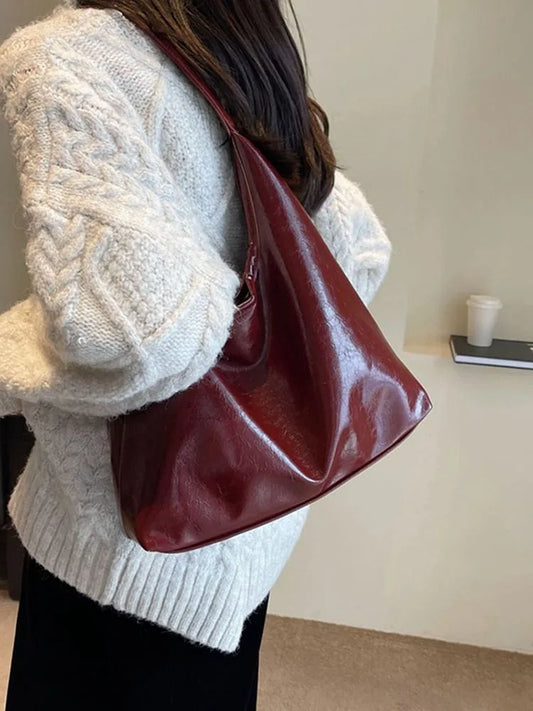 binfenxie Large Capacity Red Bag For Women New Retro Texture Single Shoulder Tote Bags Fashion Versatile Casual Ladies Handbags