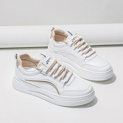 Women New Style Lace Up Casual White Shoes, Sporty Skate Shoes For Outdoor Comfortable and Fashionable Casual Skate Shoes