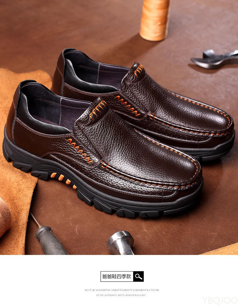 Genuine Leather Shoes Men Loafers Soft Cow Leather Men Casual Shoes New Male Footwear Black Brown Slip-on