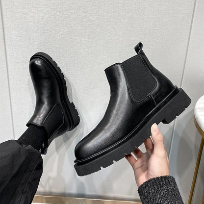 Autumn New Chelsea Boots for Men Black Boots Platform Shoes Fashion Ankle Boots Winter Slip on Men Shoes New Botines Mujer