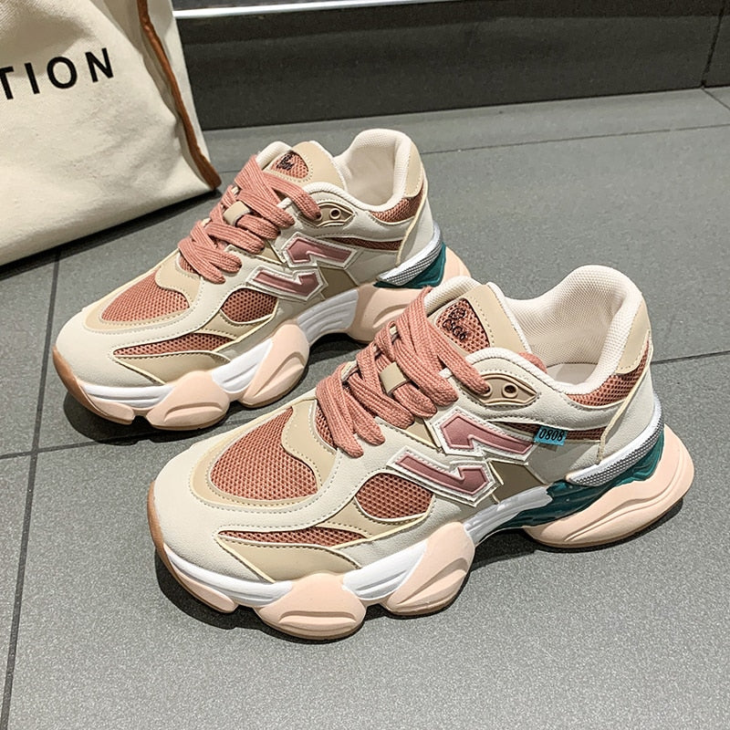 Women Summer Shoes Design Women's Vulcanized Shoes 41 42 Lovely Pink Girls Sports Shoes Fashion Chunky Sneakers Female