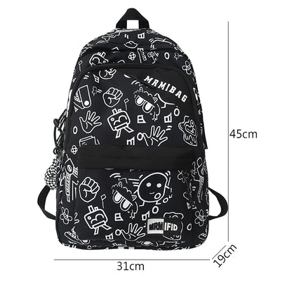 binfenxie New Fashion Girl Graffiti Design Bookbag for Teens Backpack Colleg Cute Schoolbag Laptop Rucksack Women Mochila Travel Bag