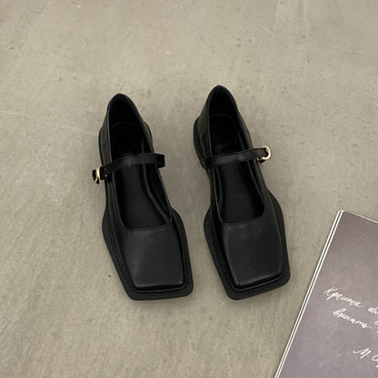 Autumn  Flat Heel Women Loafer Shoes Fahion Square Toe Slip On Shallow Ballerina Shoes Female Ballet