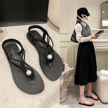 Women's Shoes with Low Heels Summer Diamond Footwear Pvc Plastic Sandals for Woman Flip-flops Black Rhinestones Sandal F H