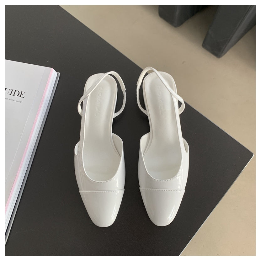 Classic Elegant Mixed Color Slingback Sandals Women Elastic Band Back Strap Flat Ballet New Design Shoes Brand Mule Office