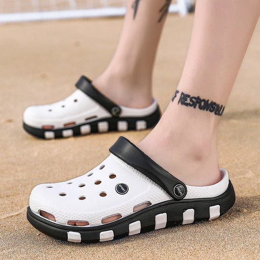 Garden Clogs Women Men Thick Platform Beach Slides Holiday Sandal Non-Slip Flip Flops Indoor Outside Wear Cut Cartoon Hole Shoes