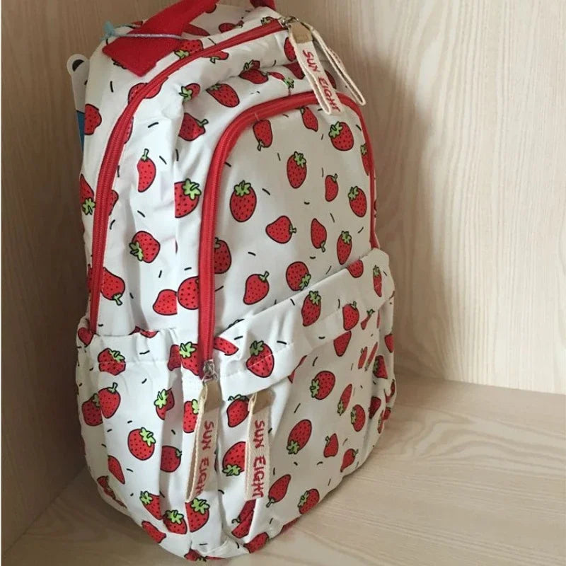 binfenxie High-capacity Women All Match Backpack Kawaii Cute Strawberry Print Students Schoolbags   Harajuku Sweet Chic Backpacks