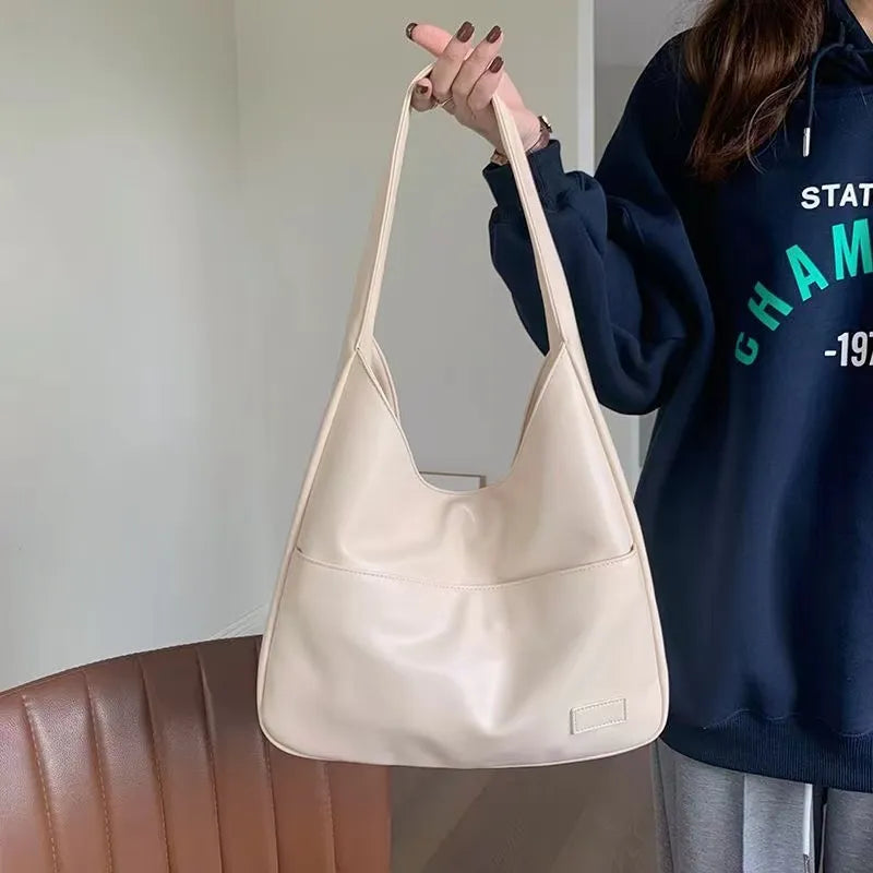 binfenxie Large Capacity Tote Bag Women's New Trendy Shoulder Bag Simple and Versatile Commuter Bag Fashion Trendy Student Classroom Bag