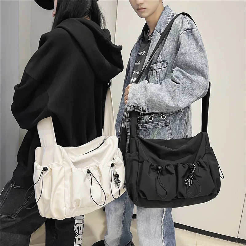 binfenxie Fashion brand literary youth shoulder bag solid color lovers versatile work clothes bag