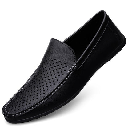 Leather Men Breathable Driving Shoes Luxury Brands Formal Men Loafers Moccasins Italian Male Lazy Shoes Black Plus Size 38-47