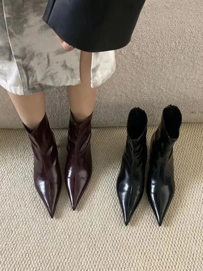 binfenxie  -  2024 New Arrivals Fashion Winter Women Boots Sexy Party Pumps Patent Leather Back Zipper Short Botas Size 35-39 Autumn Boots