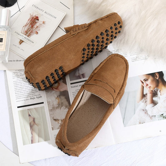 MYLRINA Shoes Women Genuine Leather Spring Flat Shoes Casual Loafers Slip On Women's Flats Shoes Moccasins Lady Driving Shoes