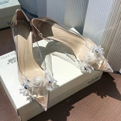 Futurecen  -  Y2K Silver High Heels Sandals Women Summer Punk Goth Pointed Toe Party Shoes Woman Metallic Thin Heeled Dress Pumps Ladies