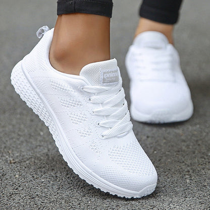 Women Casual Shoes Fashion Walking Mesh Flat Shoes For Women Sneakers  Gym Women Vulcanized Shoes White Black Tennis Female