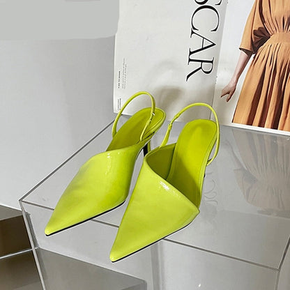 Spring New Women Slingback Pumps Sandals Pointed Toe Slip On Thin High Heel Ladies Elegant Shoes Sanda