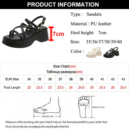 binfenxie Cross Strap Platform Sandals for Women Summer  Thick Bottom Gladiator Shoes Woman Casual Non-Slip Wedge Sandalias