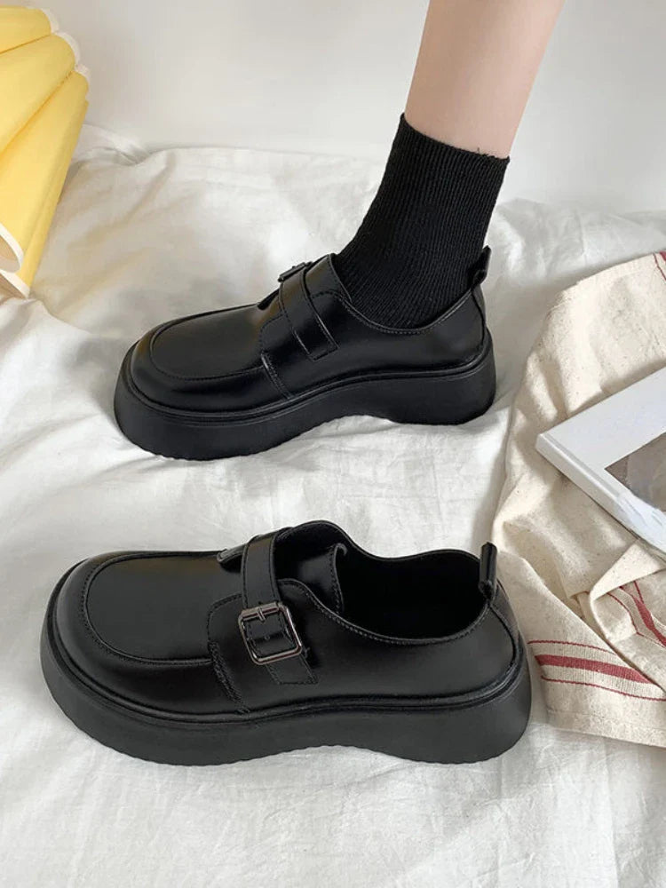 Futurecen Mary Jane Japanese Style Shoes Woman Non Slip Vintage Black Shoes Casual Flat Fashion Pumps Girl Round Toe Slim Autumn