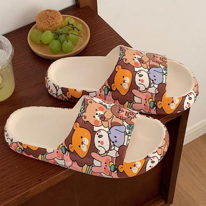 Summer Home Cow Pattern Women Slippers Black White Thick Sole EVA Girls Platform Shoes Outdoor Cartoon Ladies Beach Slides