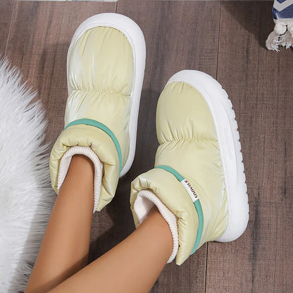 Women's Waterproof Down Cotton Padded Shoes Warm Plush Thick Bottom Snow Boots Women Platform Non-Slip Winter Ankle Boots