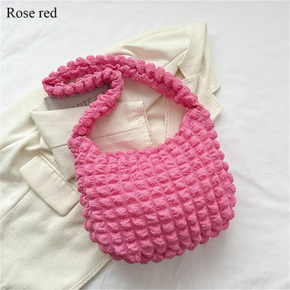 binfenxie Large Capacity Shoulder Bag Embroidered Plaid Quilted Crossbody Bag Underarm Bag Tote Bag Tote Bag Pleated Bubbles Handbag