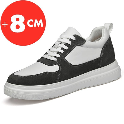 Men Sneakers Elevator Shoes Heightening Height Increase Insole 7-8CM High Heels Shoes Genuine Leather Sport Shoes