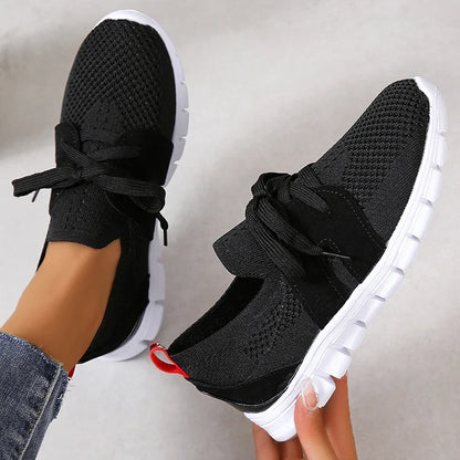 Brown Knit Breathable Sneakers Shoes Women New Soft Sole Platform Flats Woman Plus Size 43 Non Slip Casual Shoes