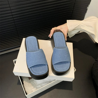 binfenxie Summer Increase Women Slippers Fashion Elegant Open Toe Increase Slides Shoes Ladies Casual Platform Flats Beach Sandal