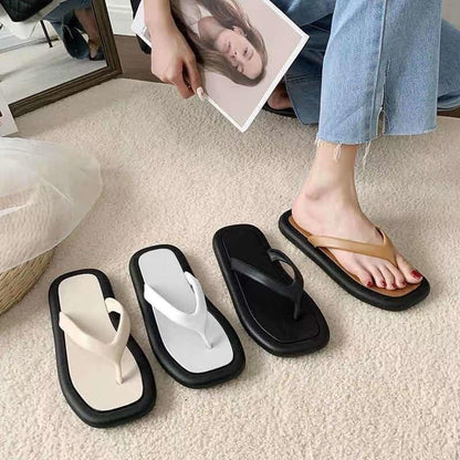 New Summer Flip Flops Slippers Fashion Korean Anti-slip Flat Sandals for Women Vacation Outing Casual Clip Toe Slides PVC