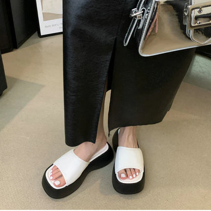 binfenxie Summer Increase Women Slippers Fashion Elegant Open Toe Increase Slides Shoes Ladies Casual Platform Flats Beach Sandal