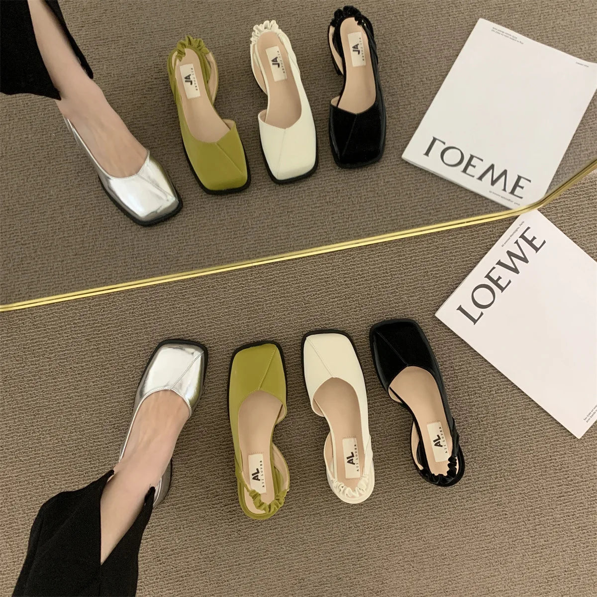 Autumn Thick Heel Baotou Sandals Mary Jane Sandals for Women Shoes Fashion Chunky Heels Square Toe Dress Comfortable Sandals