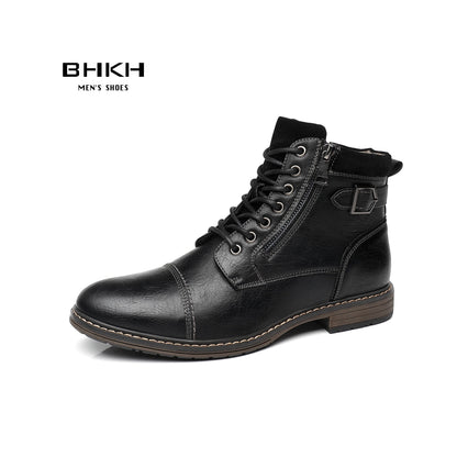 Men's Boots Winter Fashion botines Zip Lace-up Ankle Boots Vintage Business Dress Shoes Leather Casual Shoes For Men