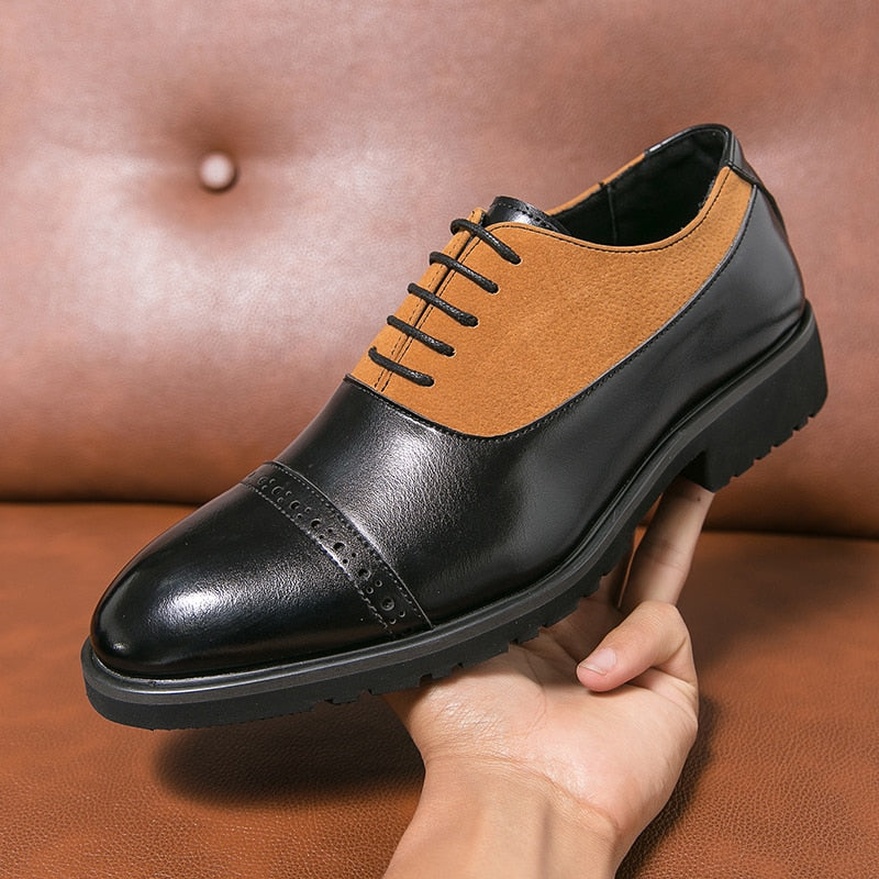 New Men Derby Shoes Black Round Toe Lace-up Party Business Pu Leather Handmade Men Dress Shoes  Size 38-46