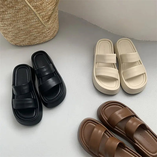 Slides Job Thick Black Woman Slippers Platform Summer Rubber Sandals Outside Shoes for Women H Sandal Casual Clappers 39 B