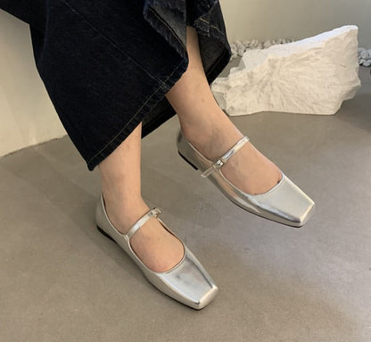 Summer New Brand Women Flats Fashion Square Toe Shallow Mary Jane Shoes Soft Casual Ballet Shoes Slingback Shoes