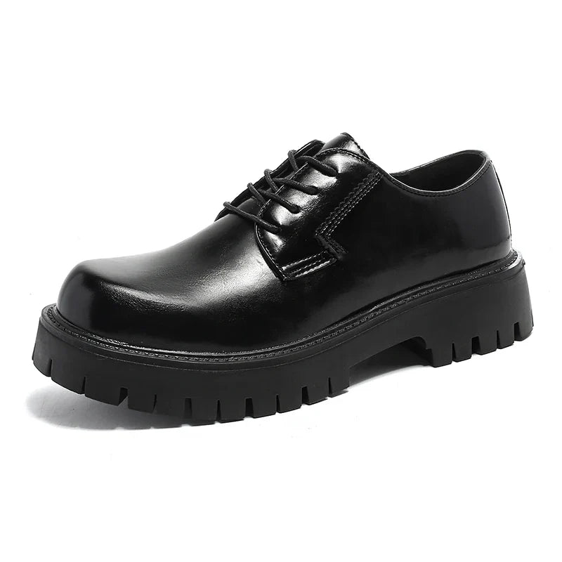 Men Dress Shoes Thick Soled Leather Shoes Lace Up Business Men Shoes Platform Oxford Shoes Moccasin Casual Shoes Big Size 38-48