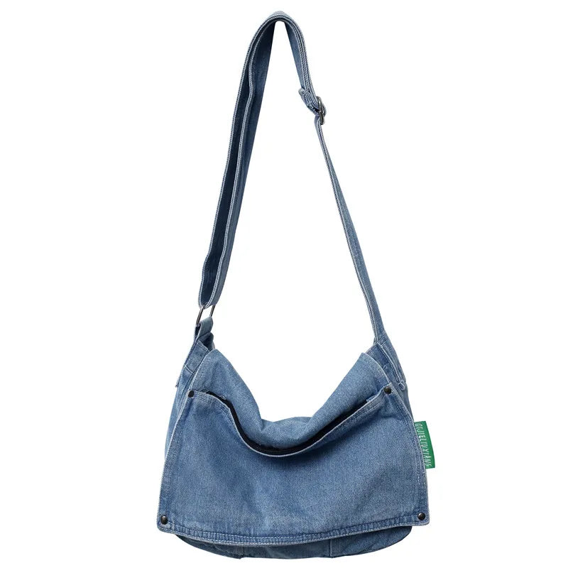 binfenxie Denim Women's Bag New Eco Reusable Ladies Handbags Canvas Shopping Travel Shoulder Bags Unisex Jeans Bag Shoppers