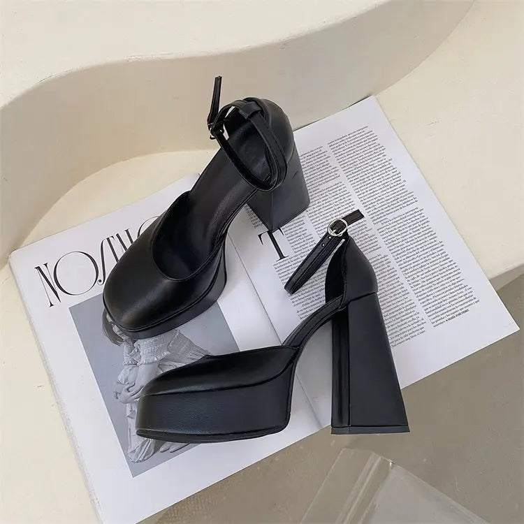 Futurecen Platform High Heels for Women Lolita Mary Janes Shoes autumn New Ladies Round Toe Buckle Strap Pumps Elegant Female Shoes