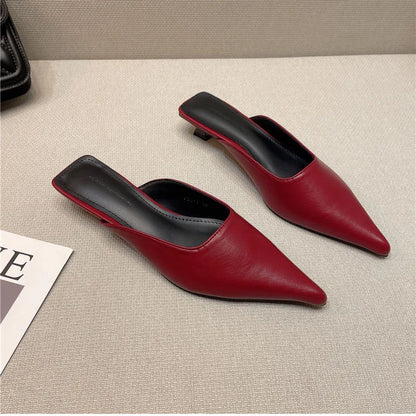 binfenxie Designer Women Pointed Toe Mules Slippers Fashion Shallow Slip On Slides Shoes Ladies Elegant Outdoor Low Heel Shoes