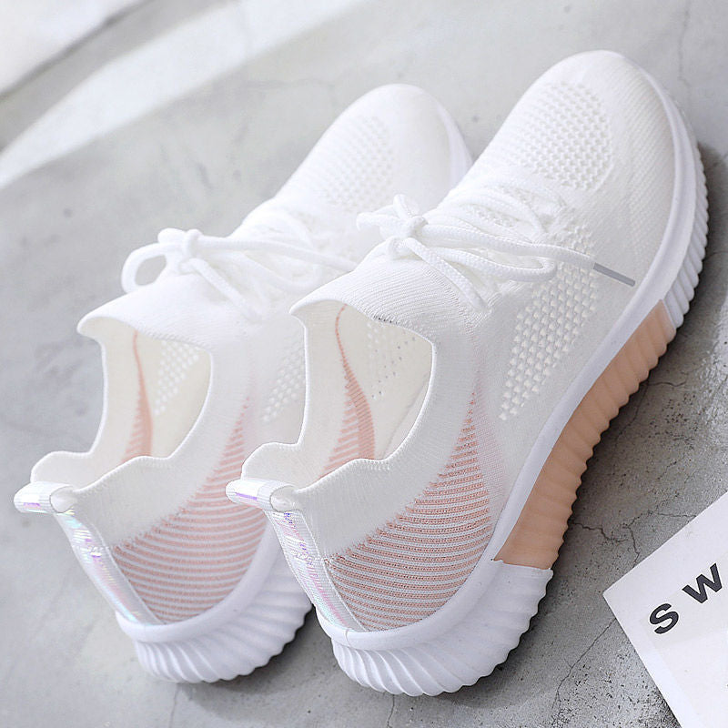 Woman Vulcanized Sneakers Women's Shoes Spring White Breathable Sports Mesh Versatile Summer Flats Hollow Walking No-slip New