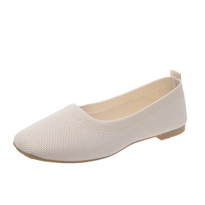 Women's Ballet Flats Knitting Casual Shoes Slip-on Cute Ballerina Not Casual Leather Without Heels Comfortable Free Shipping