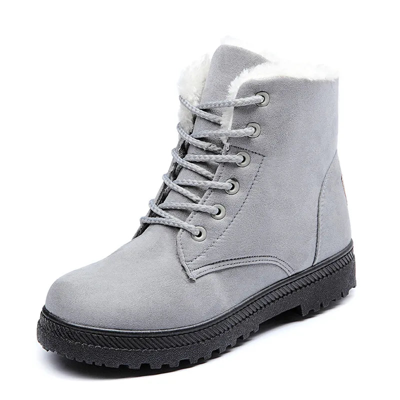 Women Winter Boots Ladies Snow Boots Lace Up Ankle Boots Female Non Slip Plush Fur Shoes Keep Warm Ankle Botas Plus Size 35-43