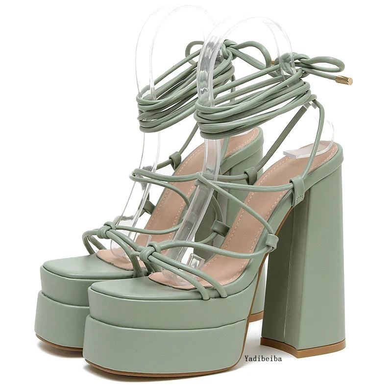 Ankle-Strap Woman Platform Sandals Shoes Heels High Platform Shoes Summer Sexy Elegant Fashion Woman Heels Shoes Sandals