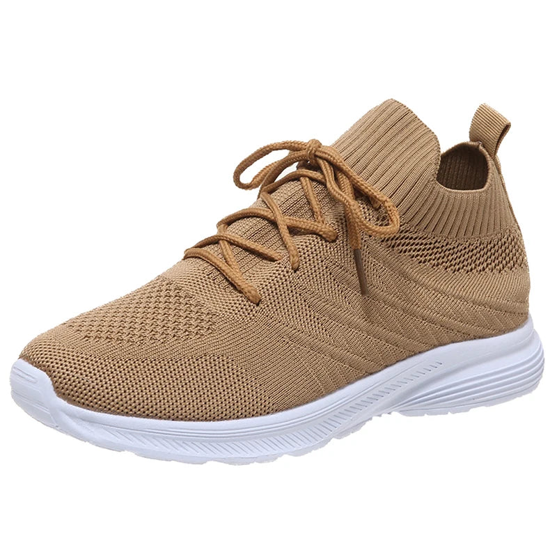 Lightweight Breathable Sneakers Shoes for Women Casual Knitted Mesh Flats Woman Comfort Non Slip Tennis Female Plus Size 43