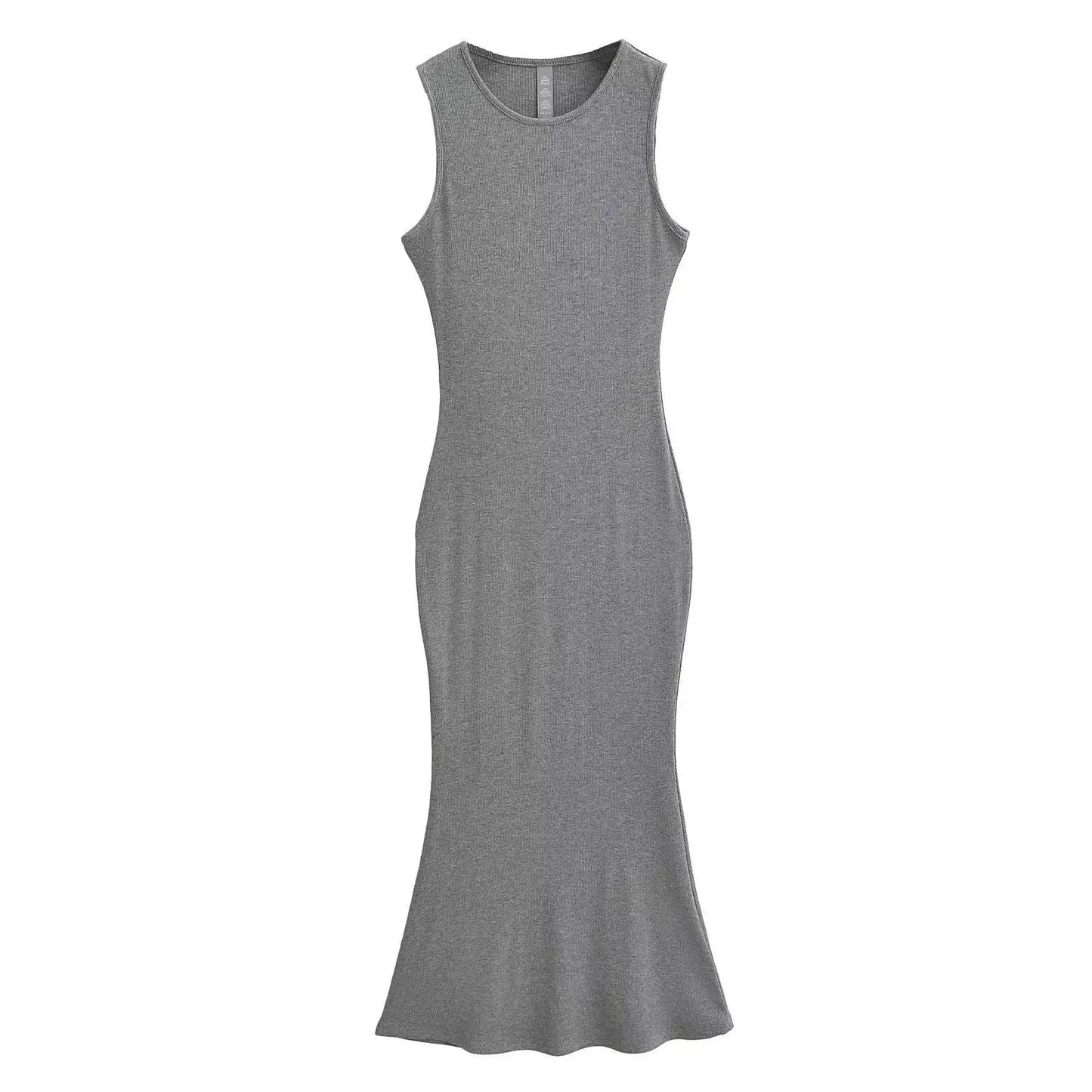 Summer Sleeveless Midi Trumpet Dress Women Sleeveless Tank Knits Elastic Slim Dresses